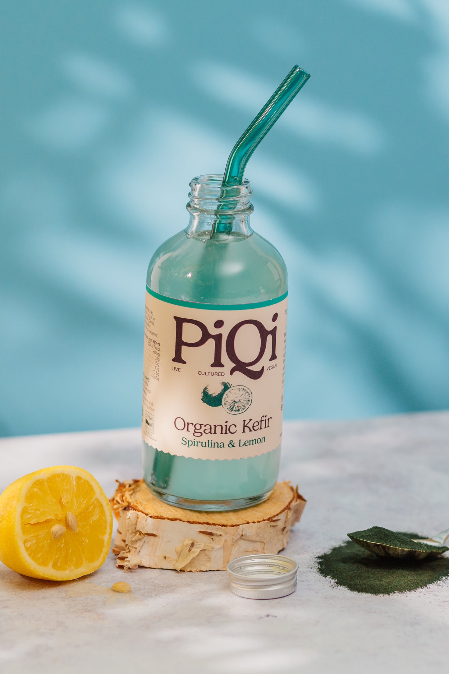 Blue Spirulina & Lemon Kefir Water