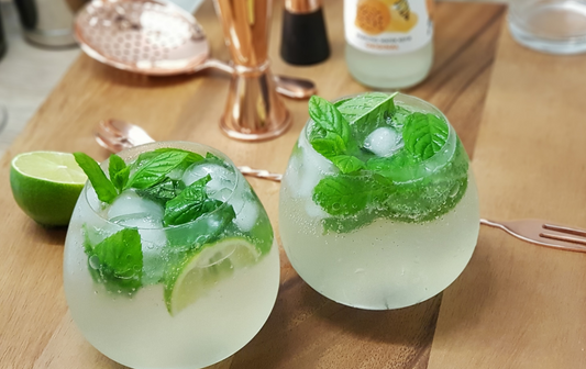 mojito kefir cocktails mad with fresh mint, piqi water kefir and lime