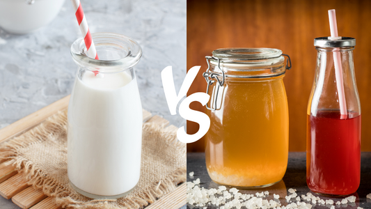 Milk kefir vs water kefir, image showing two types of kefirs
