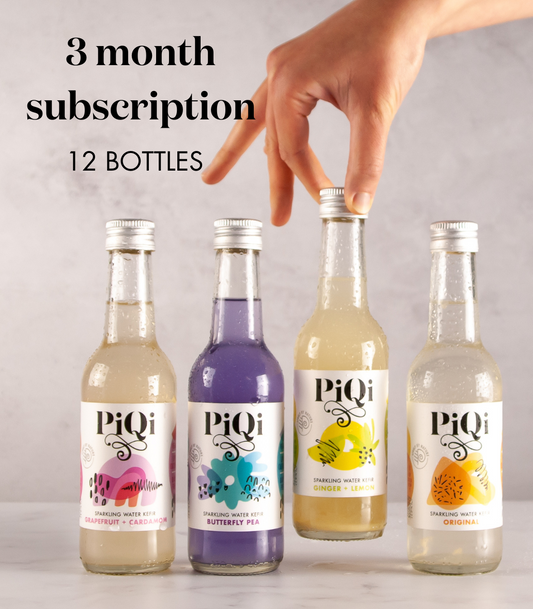 3 Month Gift Subscription - PiQi Kefir Water Selection  Case (12 x 250ml)