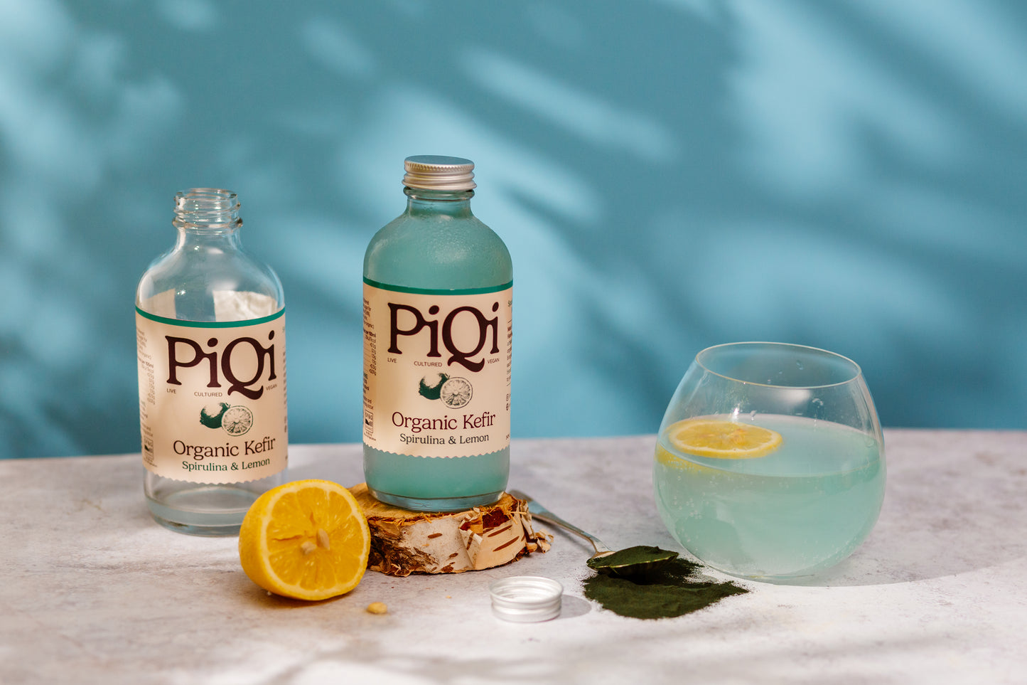 Blue Spirulina & Lemon Kefir Water